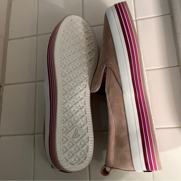 NWOB Sperry Crest Twin Gore Platform Stripe Rose Slip On Sneaker shoes Sz 10 - Picture 4 of 6